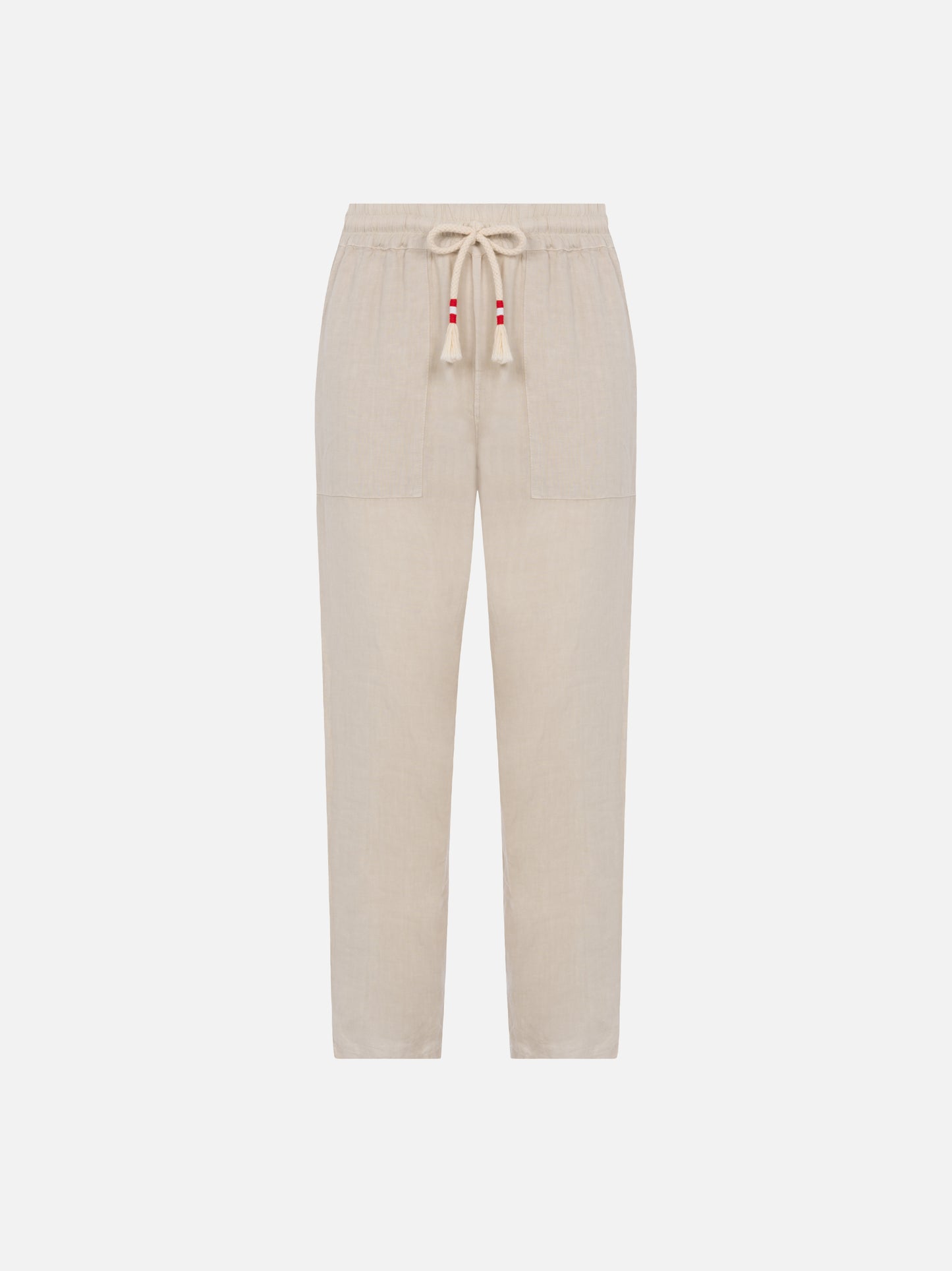 Pantaloni in lino bianco sporco Calais con coulisse