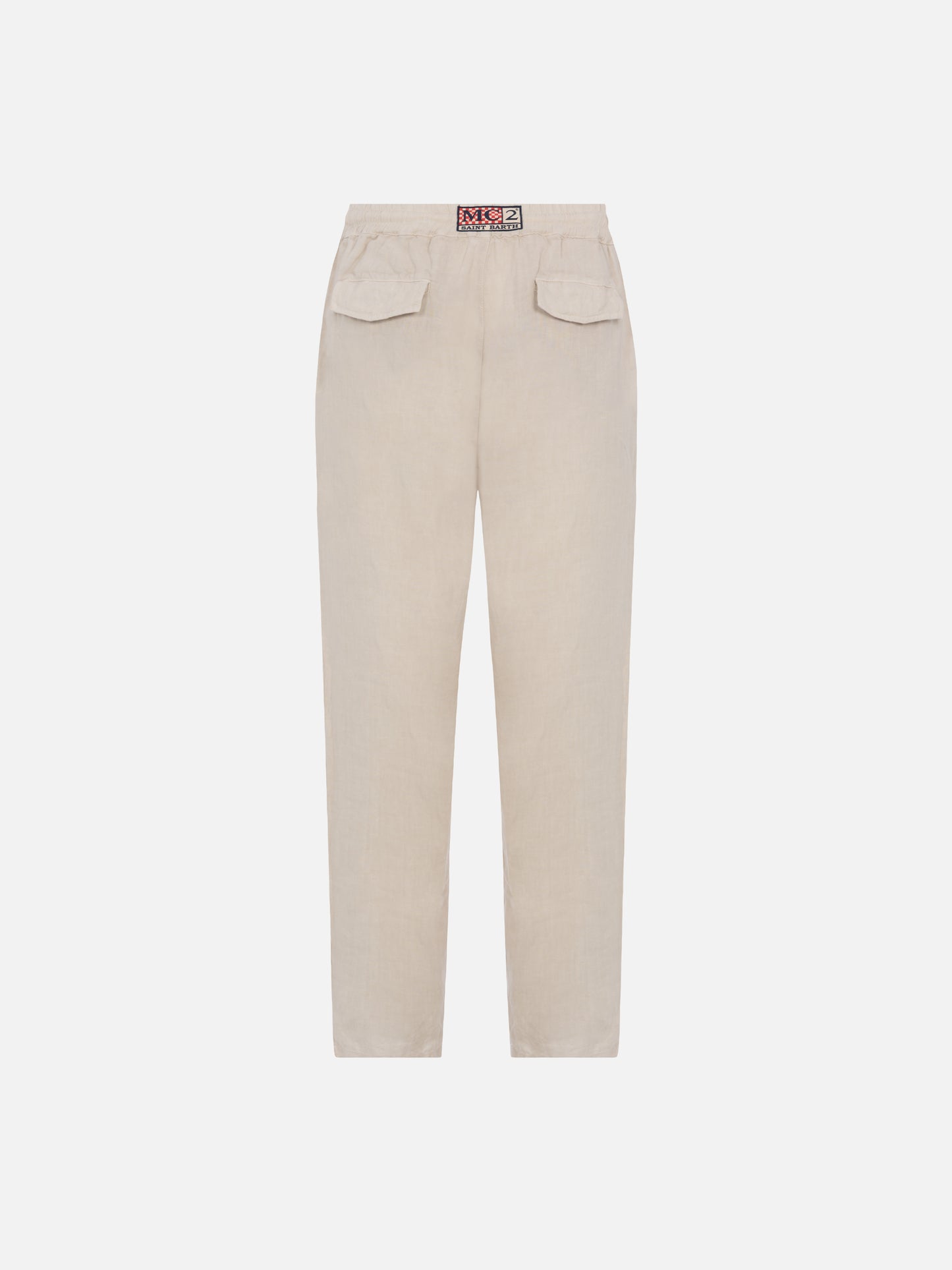 Pantaloni in lino bianco sporco Calais con coulisse