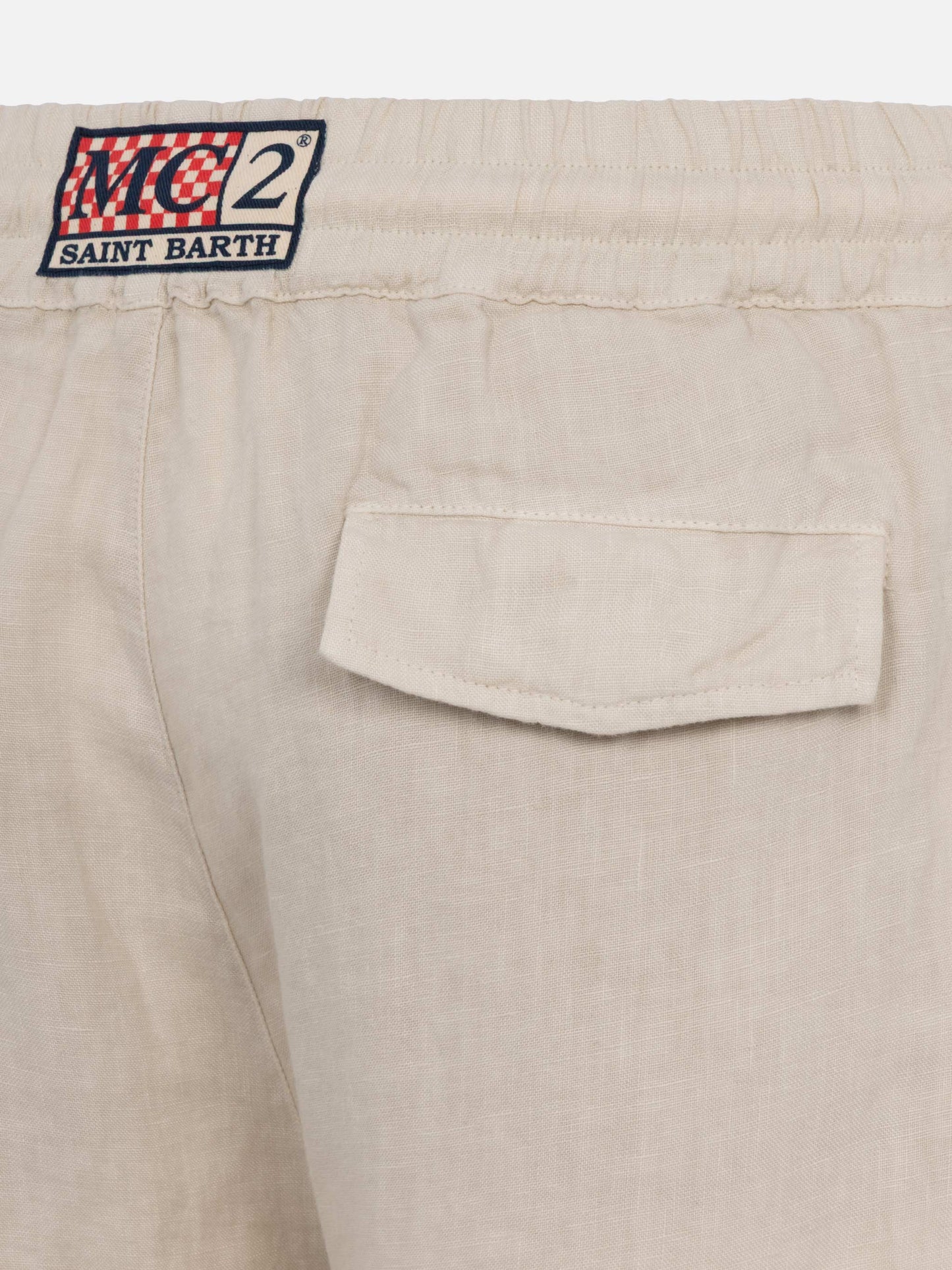 Pantaloni in lino bianco sporco Calais con coulisse