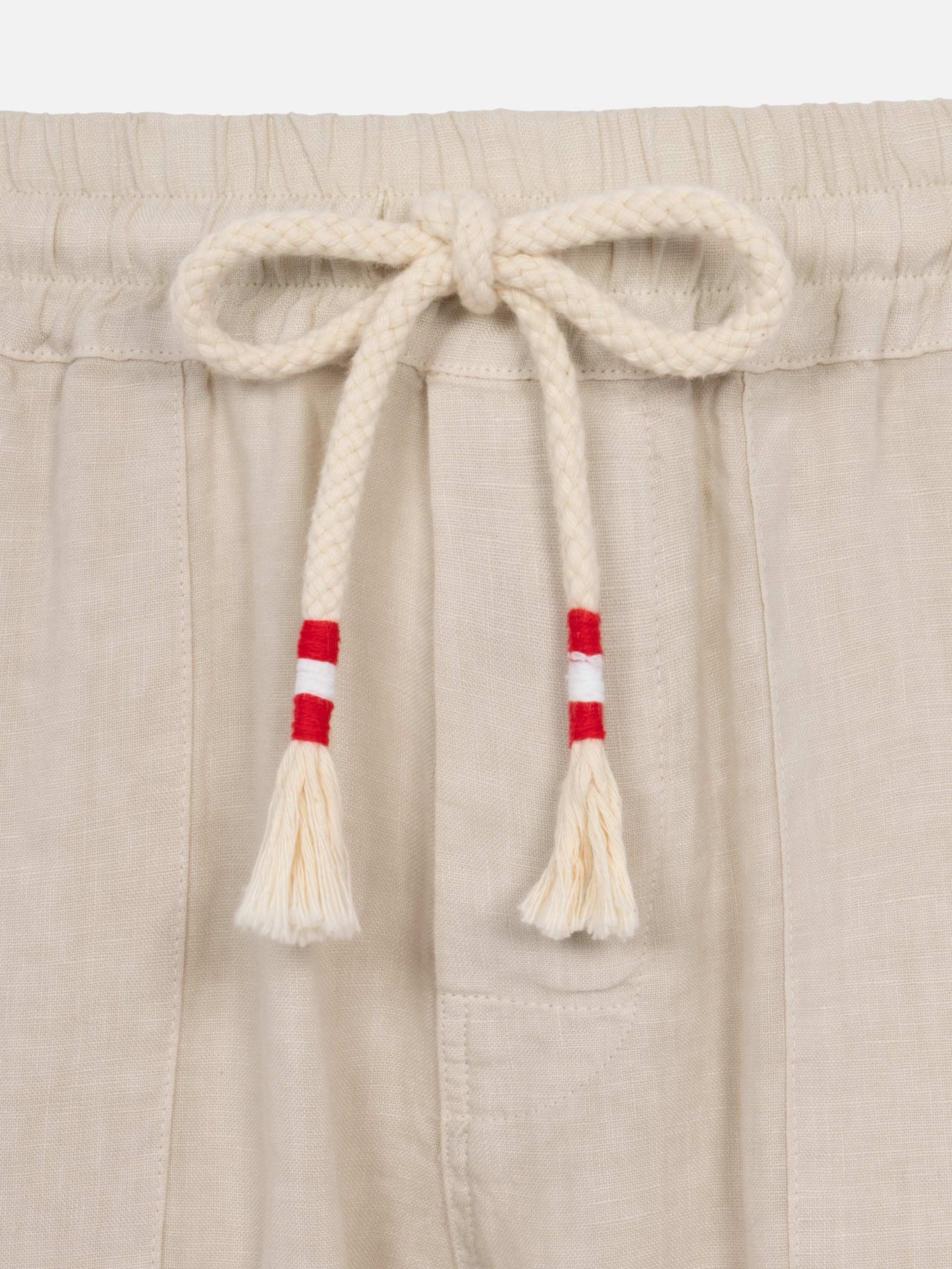 Pantaloni in lino bianco sporco Calais con coulisse