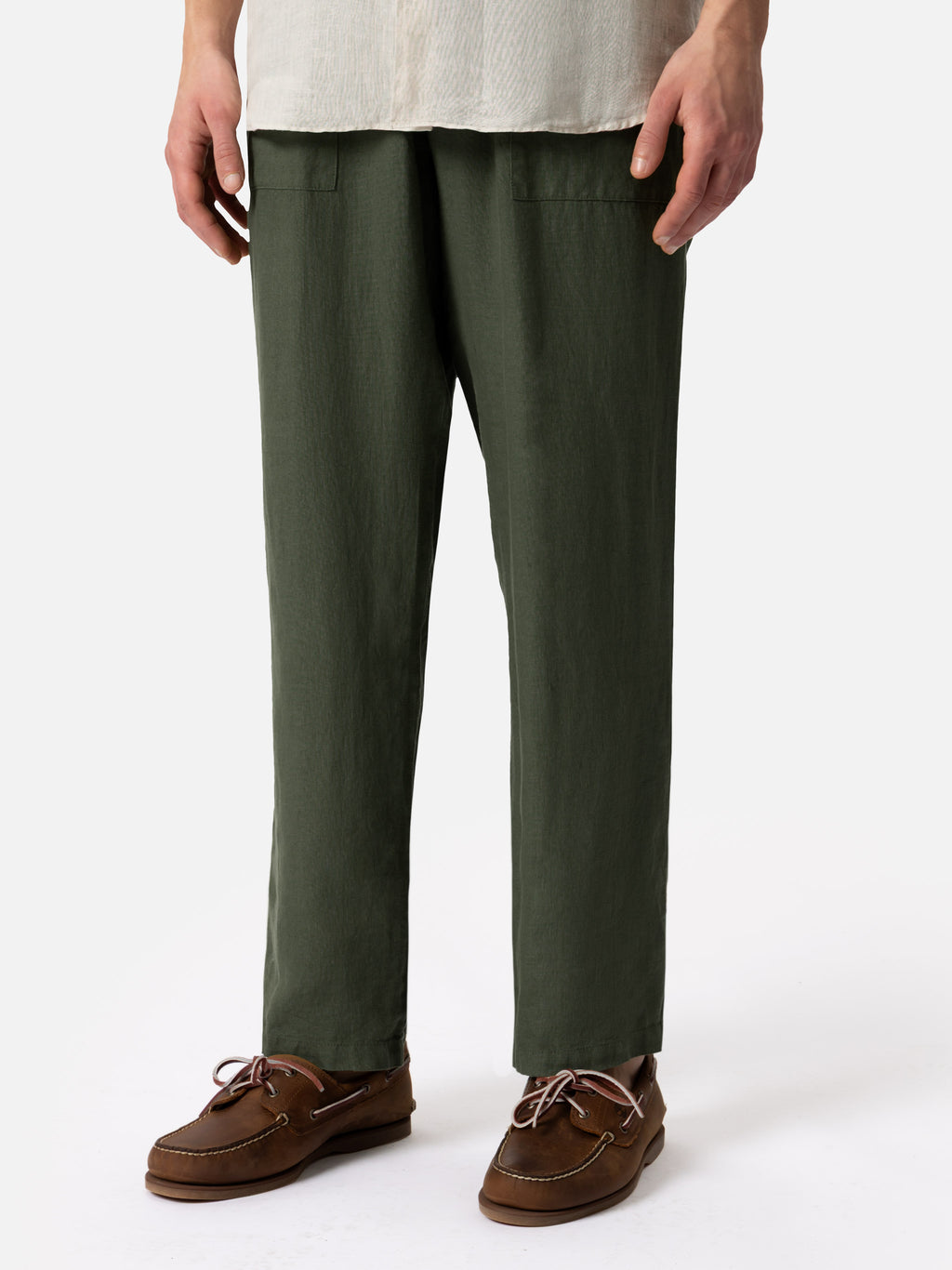 Caruso - Military green linen trousers