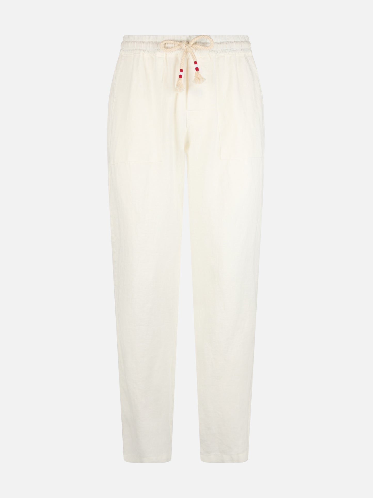 Weiße Leinenhose Calais mit Kordelzug