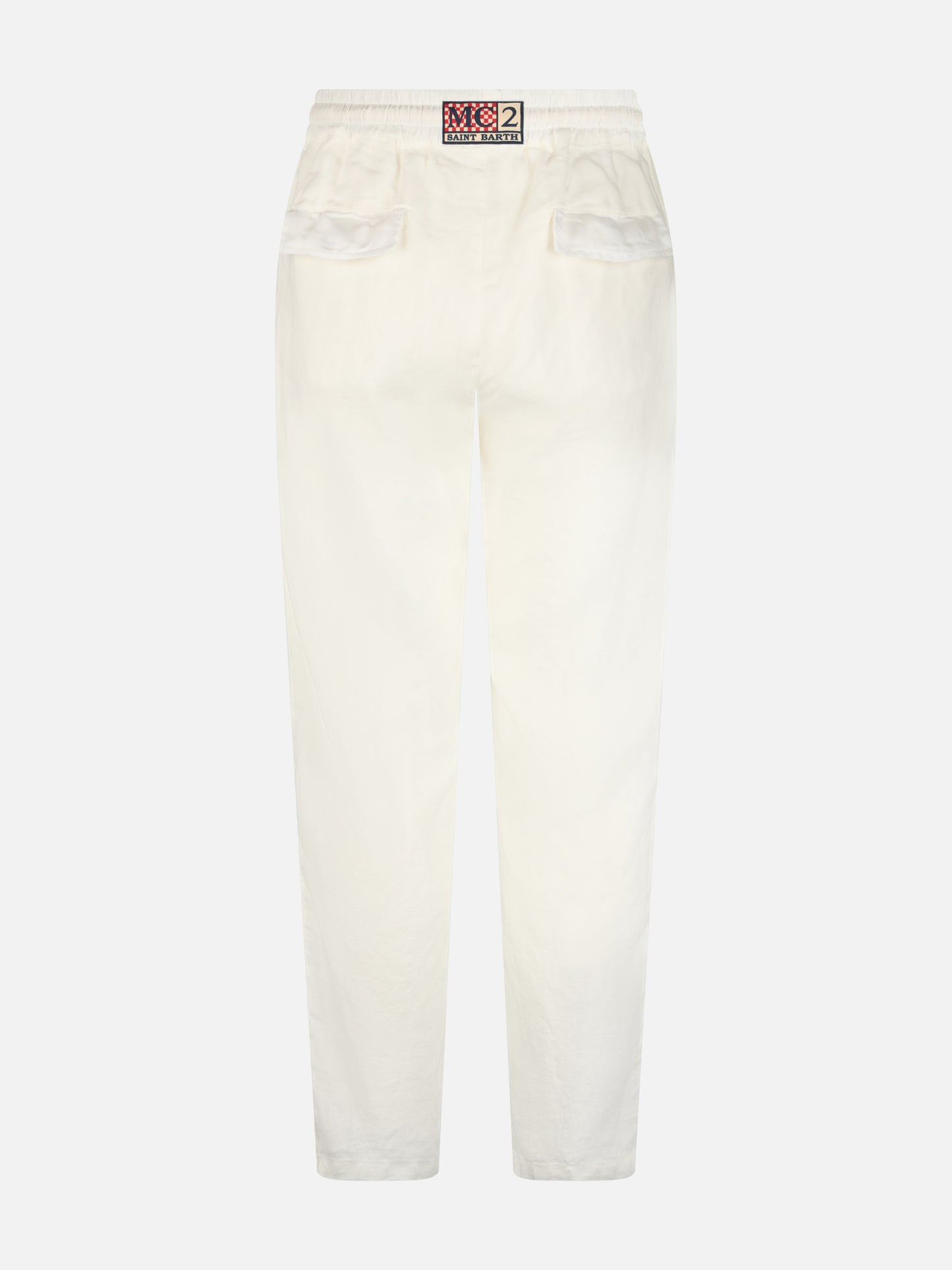Weiße Leinenhose Calais mit Kordelzug