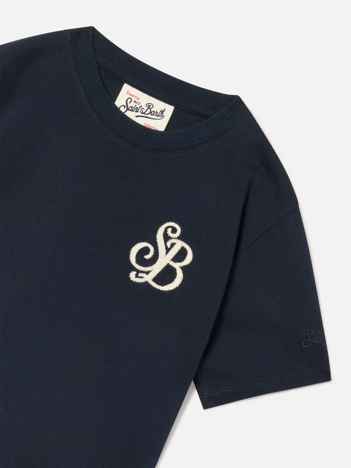 Marineblaues T-Shirt aus blue Cameron Bio-Baumwolle mit SB Legacy-Monogramm 