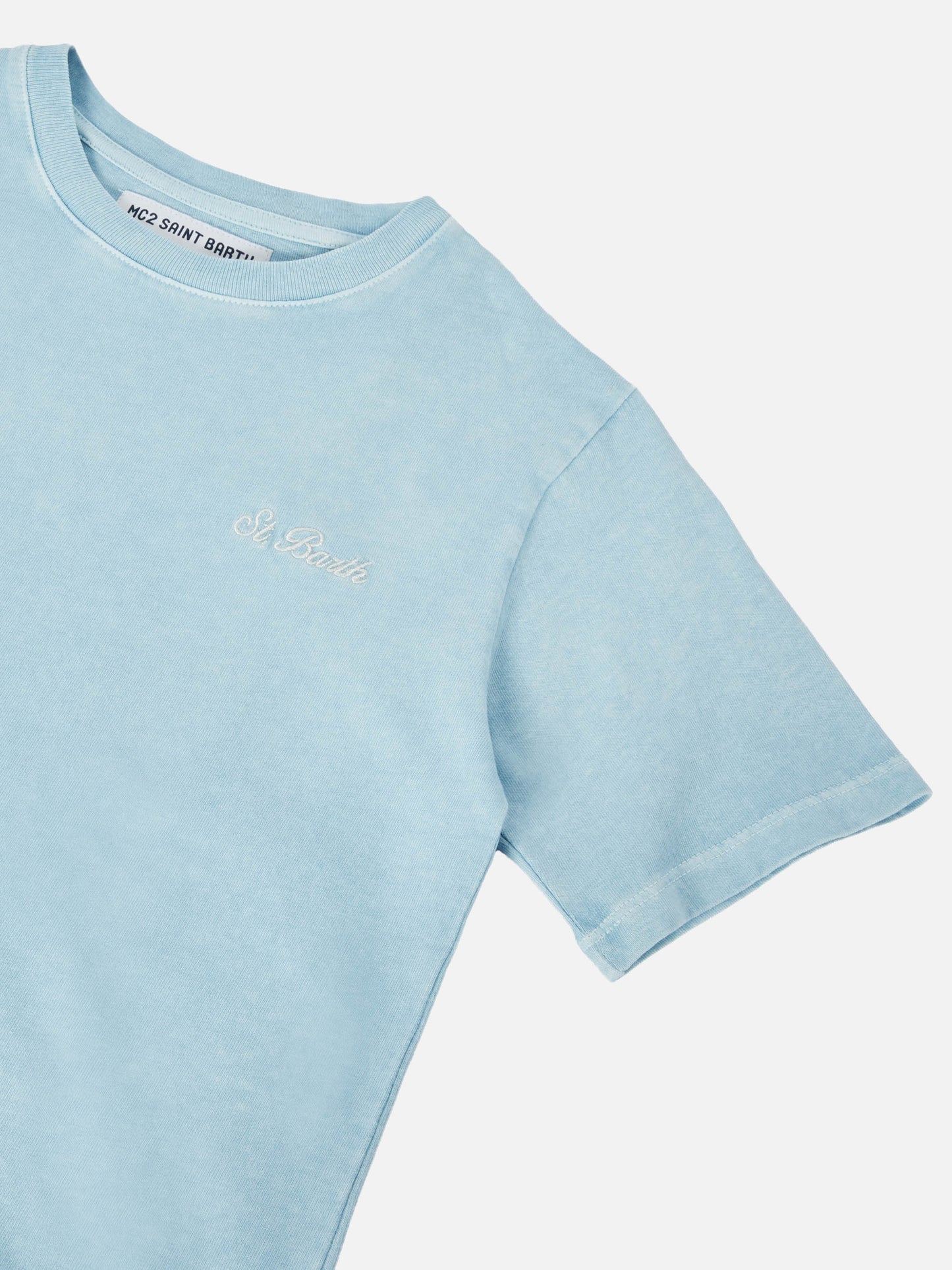 Heavy cotton t-shirt Cameron in vintage light blue