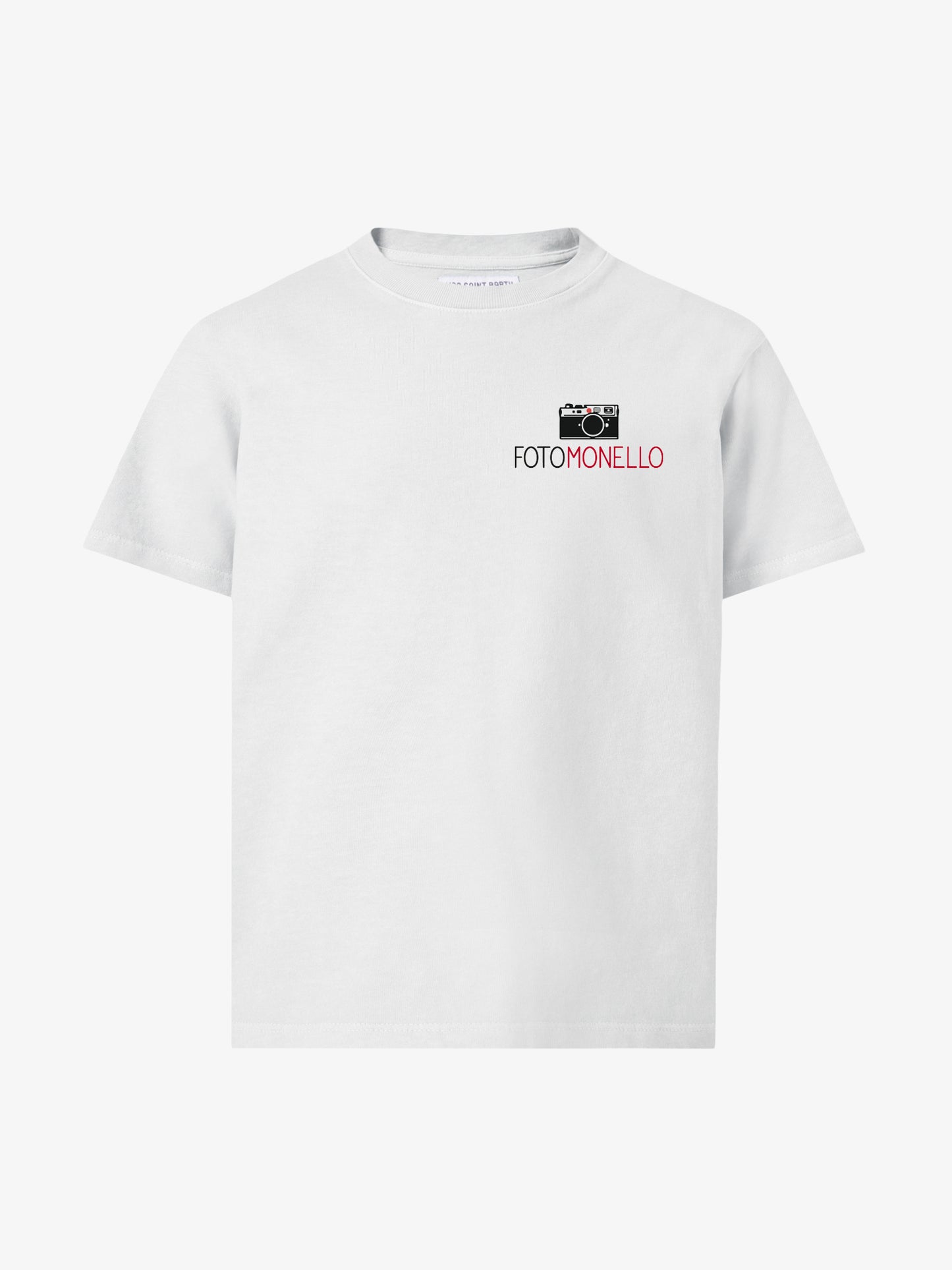 Weißes Cameron-Baumwoll-T-Shirt mit Fotomonello-Stickerei