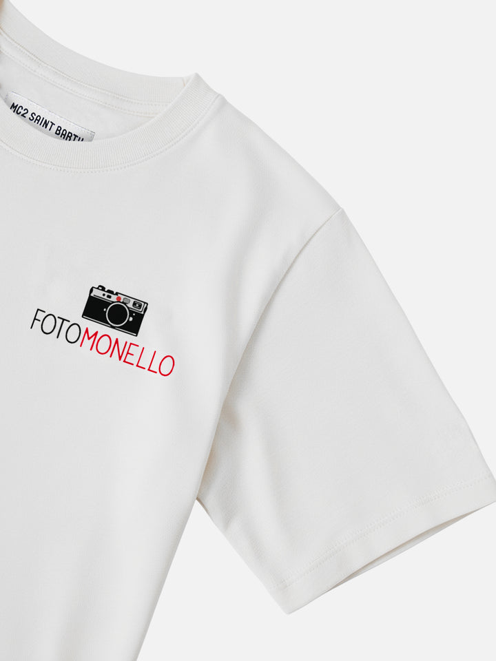 T-shirt Cameron in cotone bianco con ricamo Fotomonello