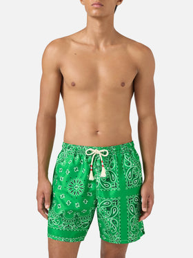 Green bandana Caprese swim shorts