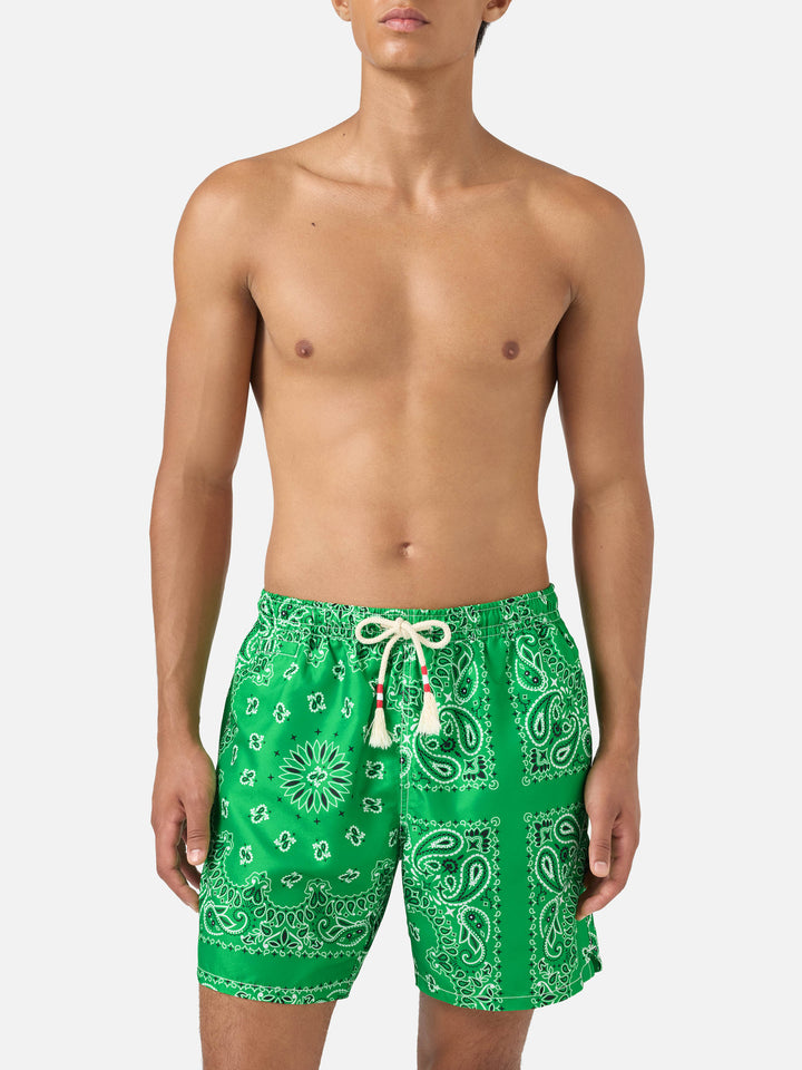 Costume mare Caprese stampa bandana verde