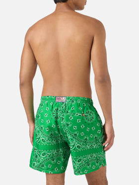 Green bandana Caprese swim shorts