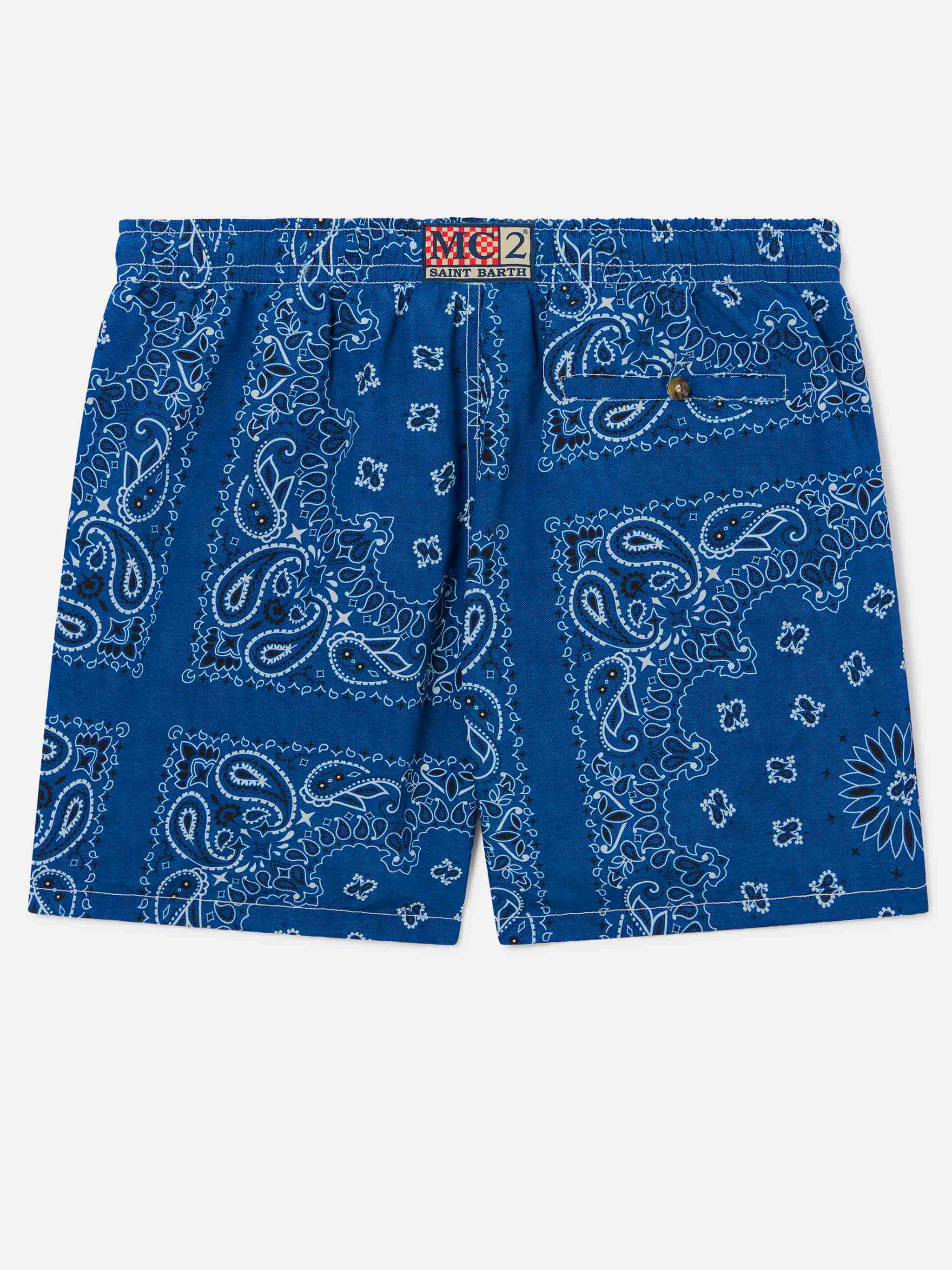 Caprese swim shorts with navy blue bandana print – MC2 Saint Barth