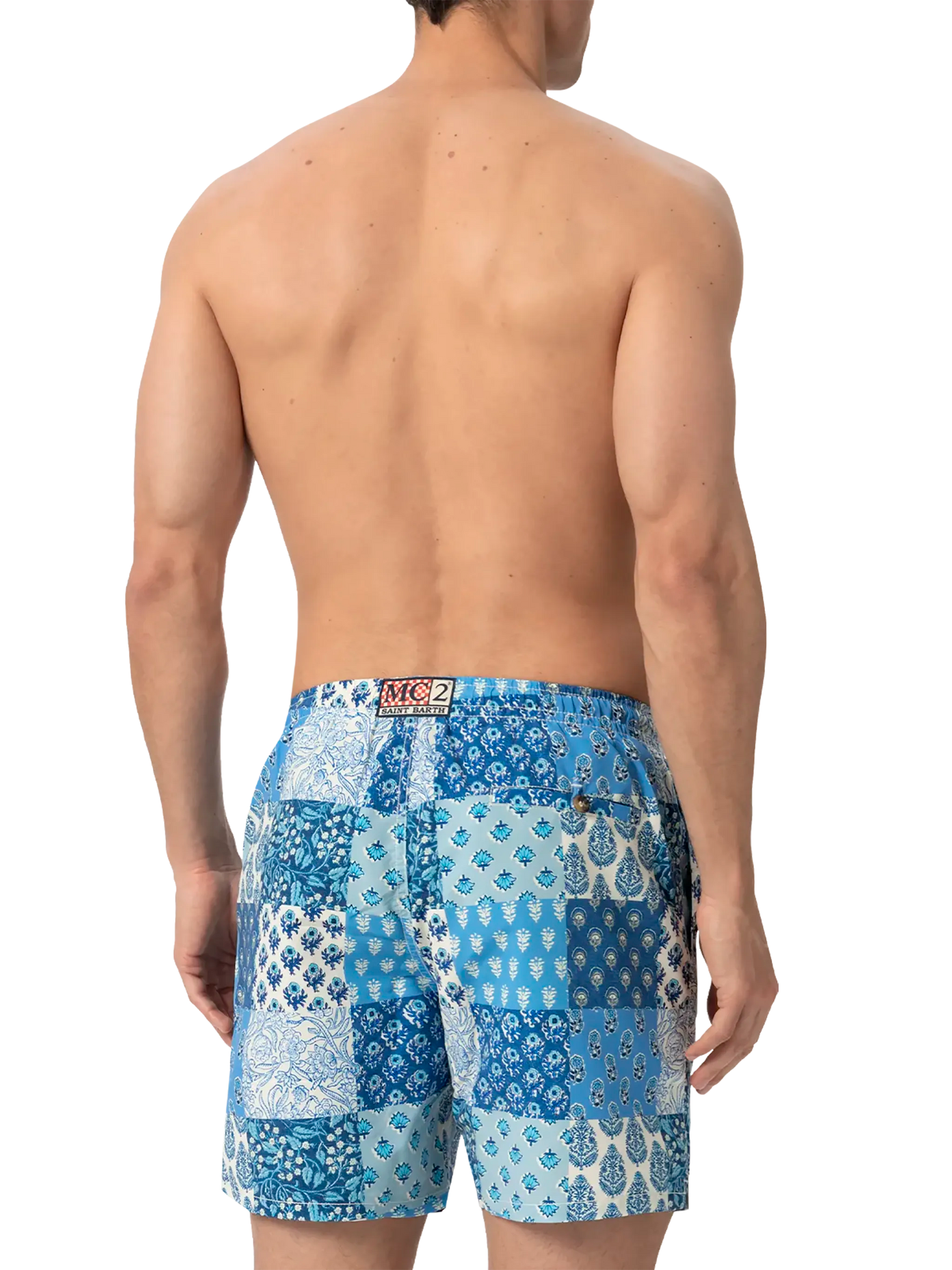 Costume mare lunghezza media Caprese con stampa fiori patch