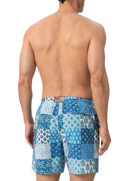 Costume mare lunghezza media Caprese con stampa fiori patch