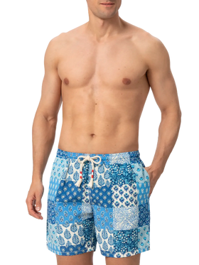 Costume mare lunghezza media Caprese con stampa fiori patch