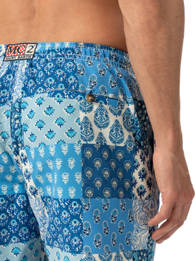Costume mare lunghezza media Caprese con stampa fiori patch
