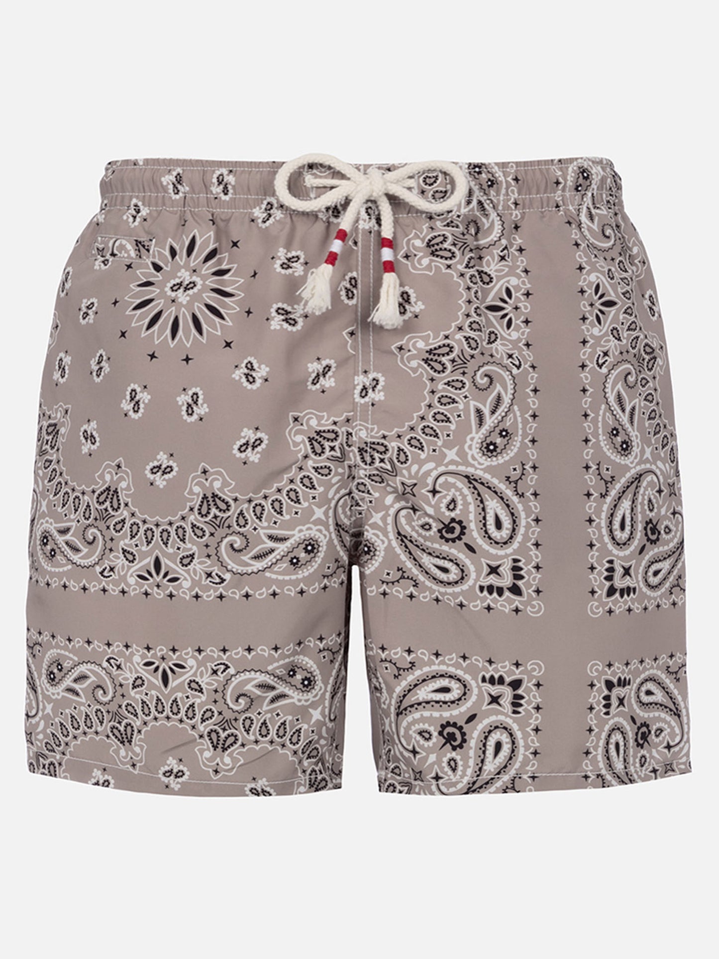 Costume mare lunghezza media Caprese con stampa bandana beige