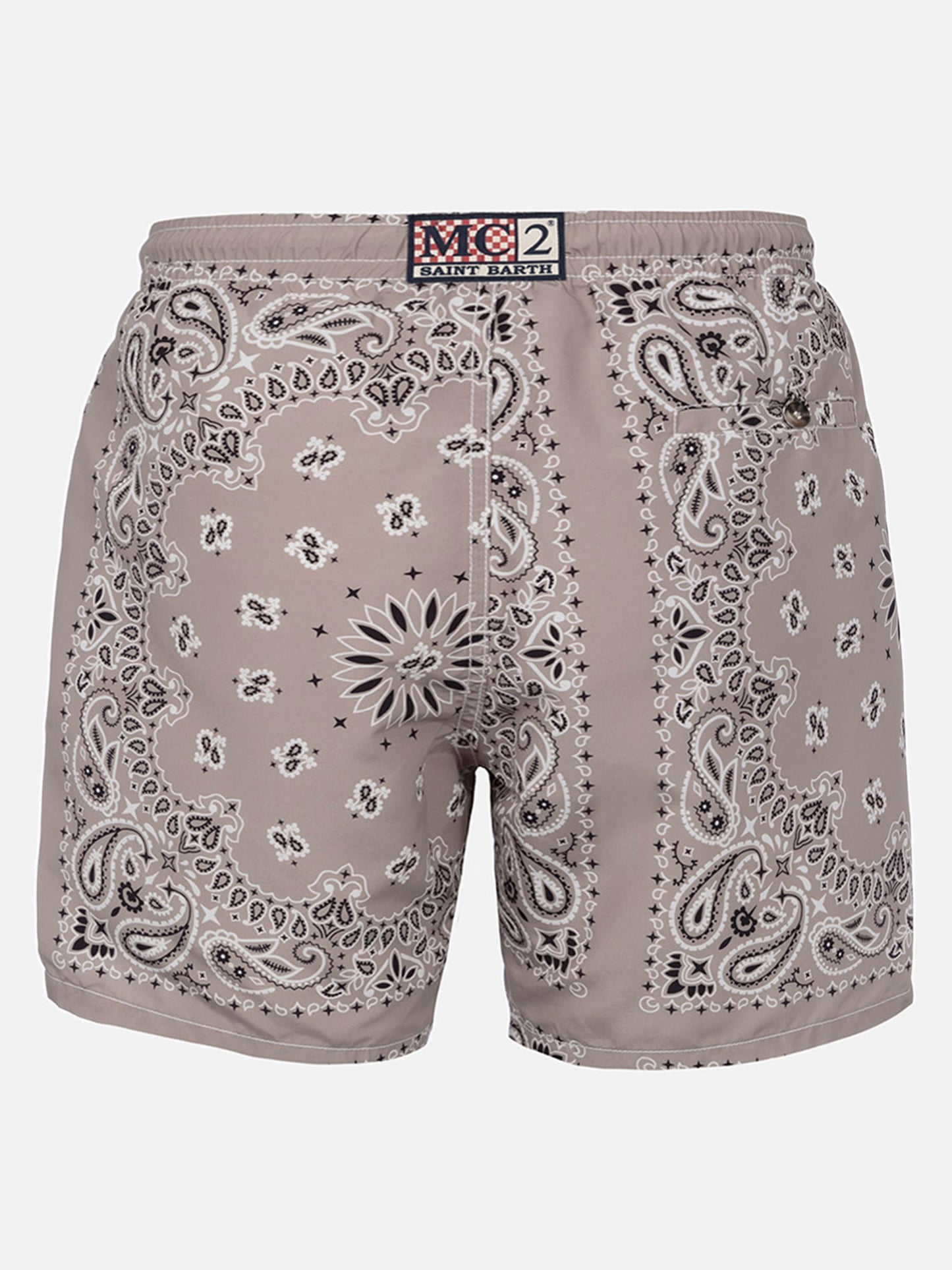 Costume mare lunghezza media Caprese con stampa bandana beige