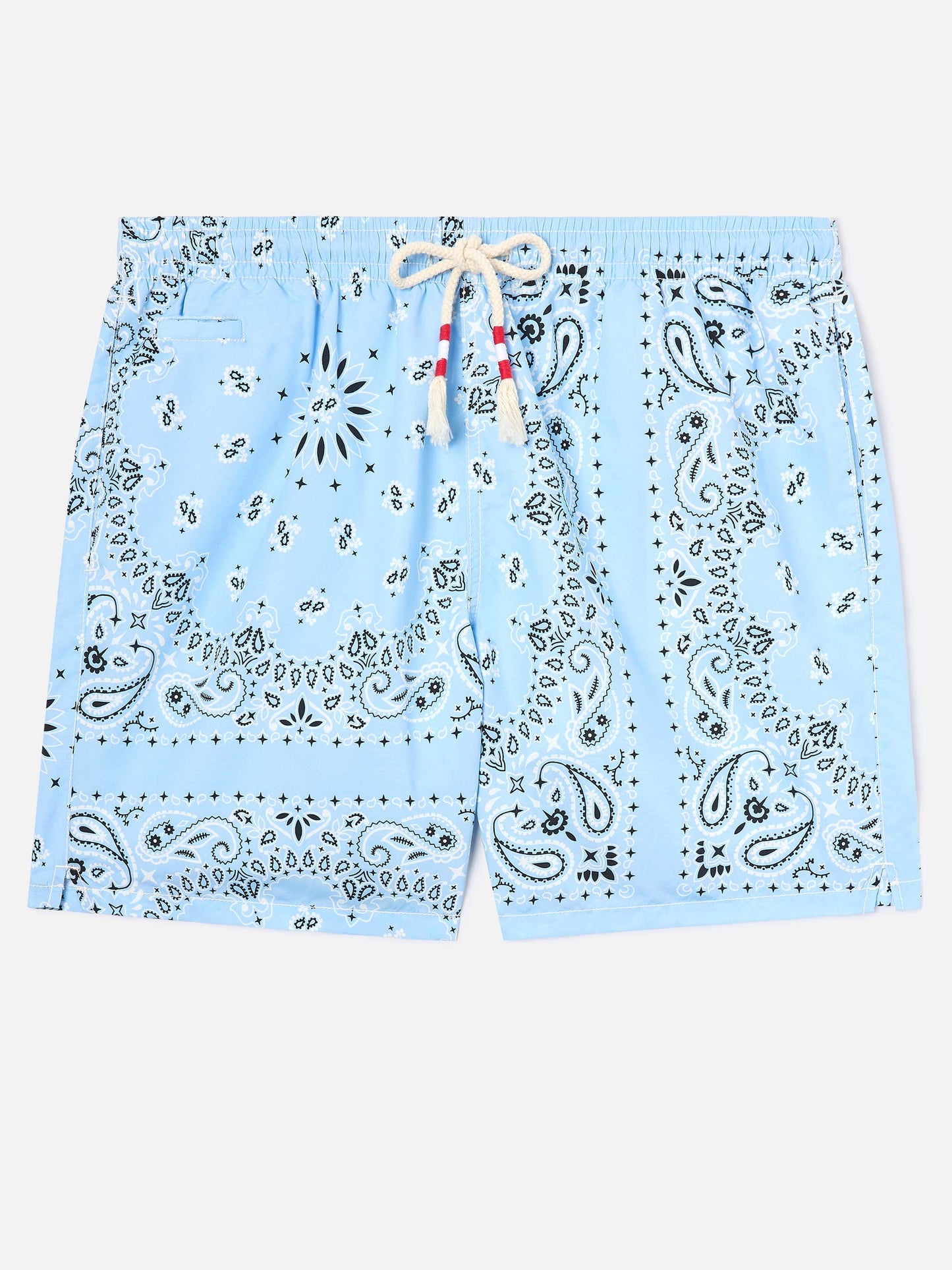 Caprese-Badeshorts mit hellblauem Bandana-Print 