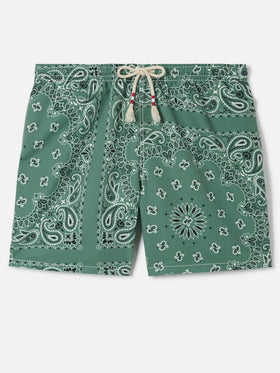 Costume mare Caprese con stampa bandana verde militare