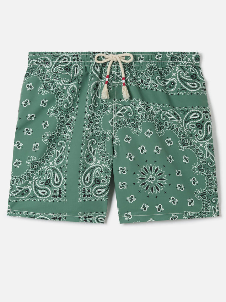 Costume mare Caprese con stampa bandana verde militare