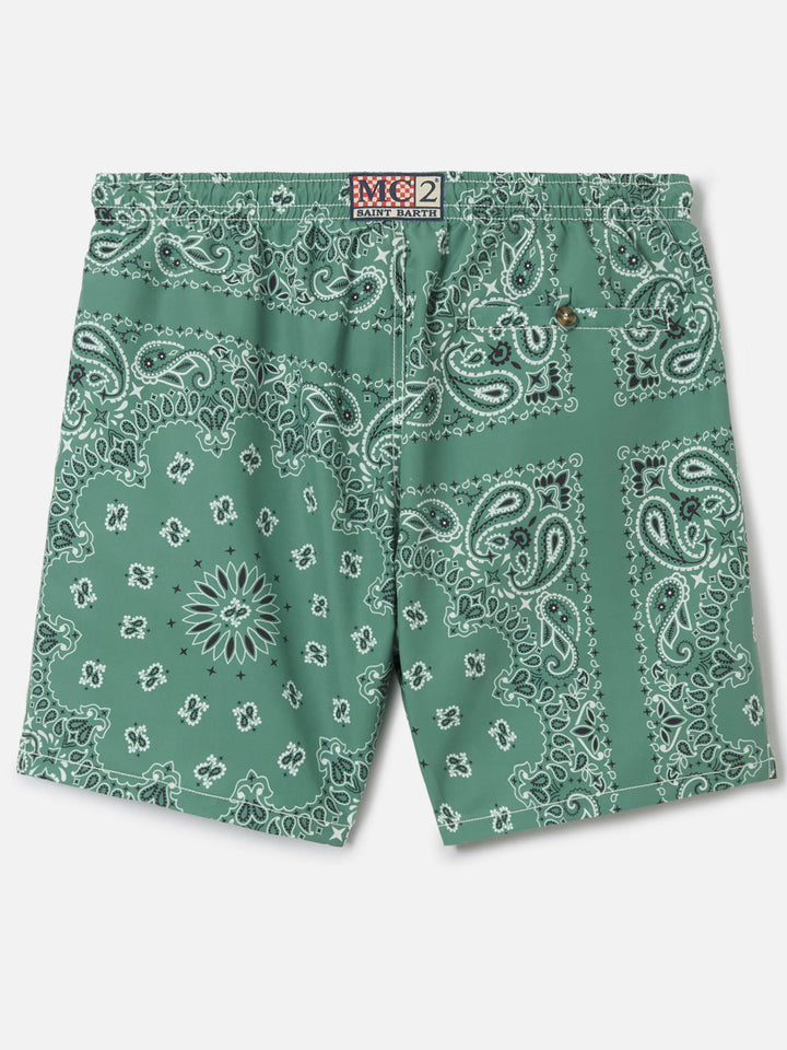 Caprese swim shorts with military green bandana print