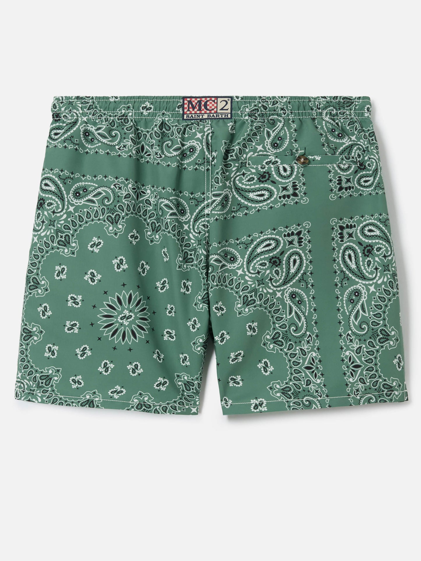 Costume mare Caprese con stampa bandana verde militare