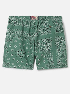 Costume mare Caprese con stampa bandana verde militare