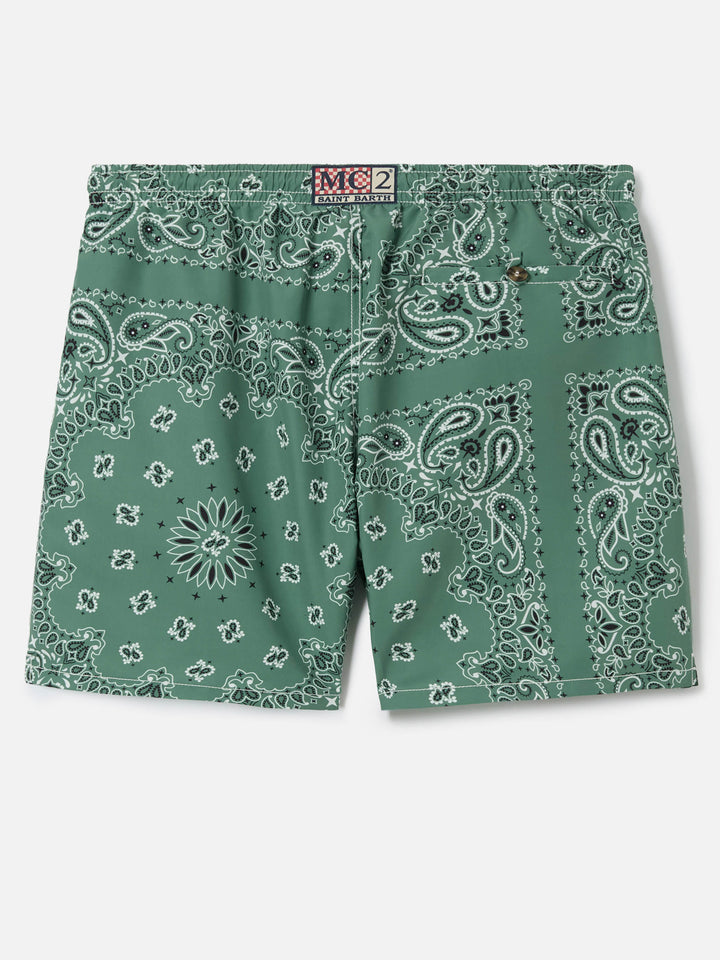 Costume mare Caprese con stampa bandana verde militare