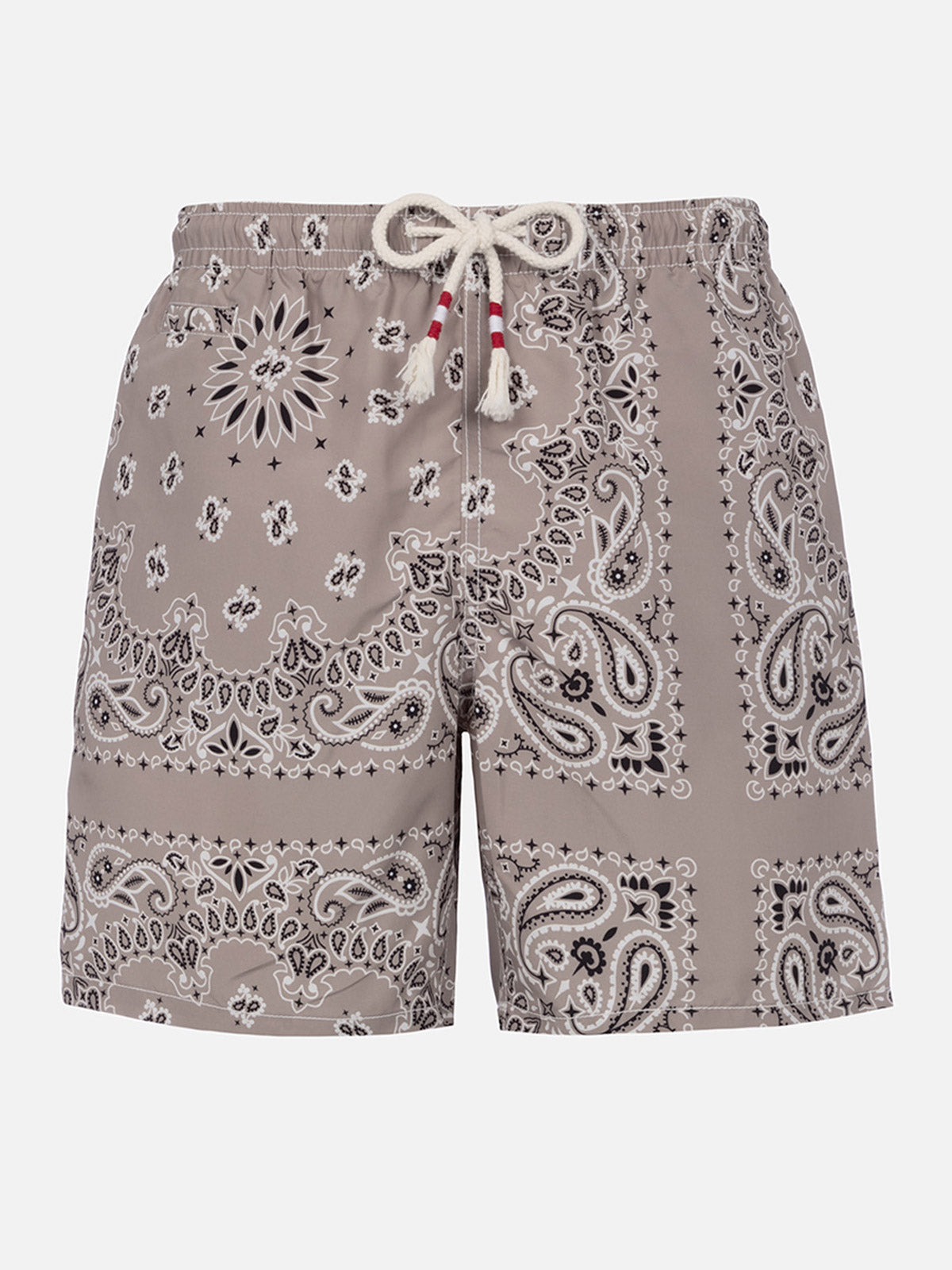 Costume mare lunghezza media Caprese con stampa bandana beige