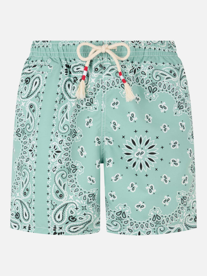 Man mid-length sage green swim-shorts Caprese