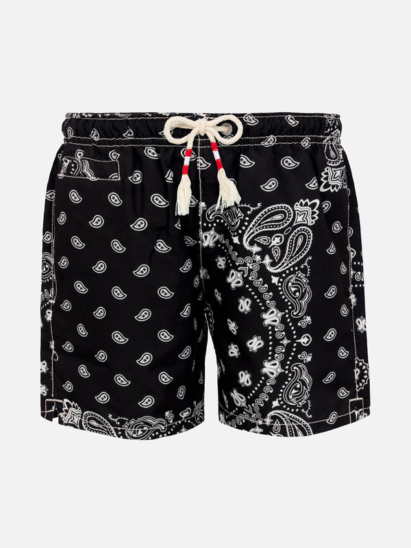 Boy swim shorts with bandanna print