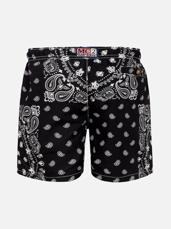 Boy swim shorts with bandanna print