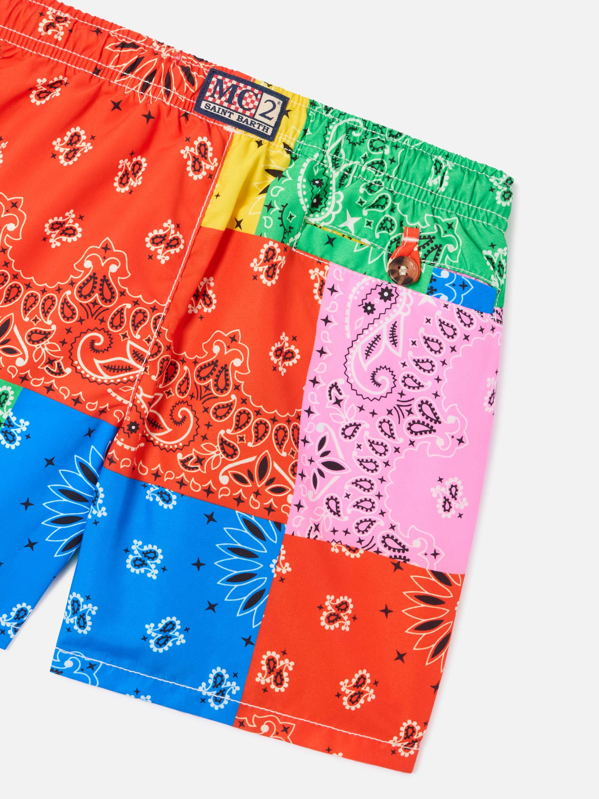 Boy swim shorts with multicolor bandanna print – MC2 Saint Barth