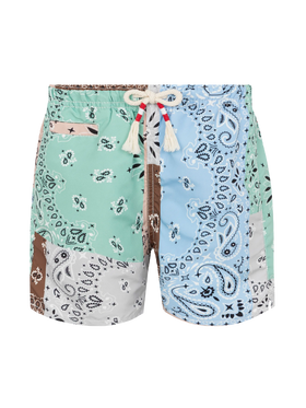 Mid-length swim-shorts Caprese Jr with bandanna patch print