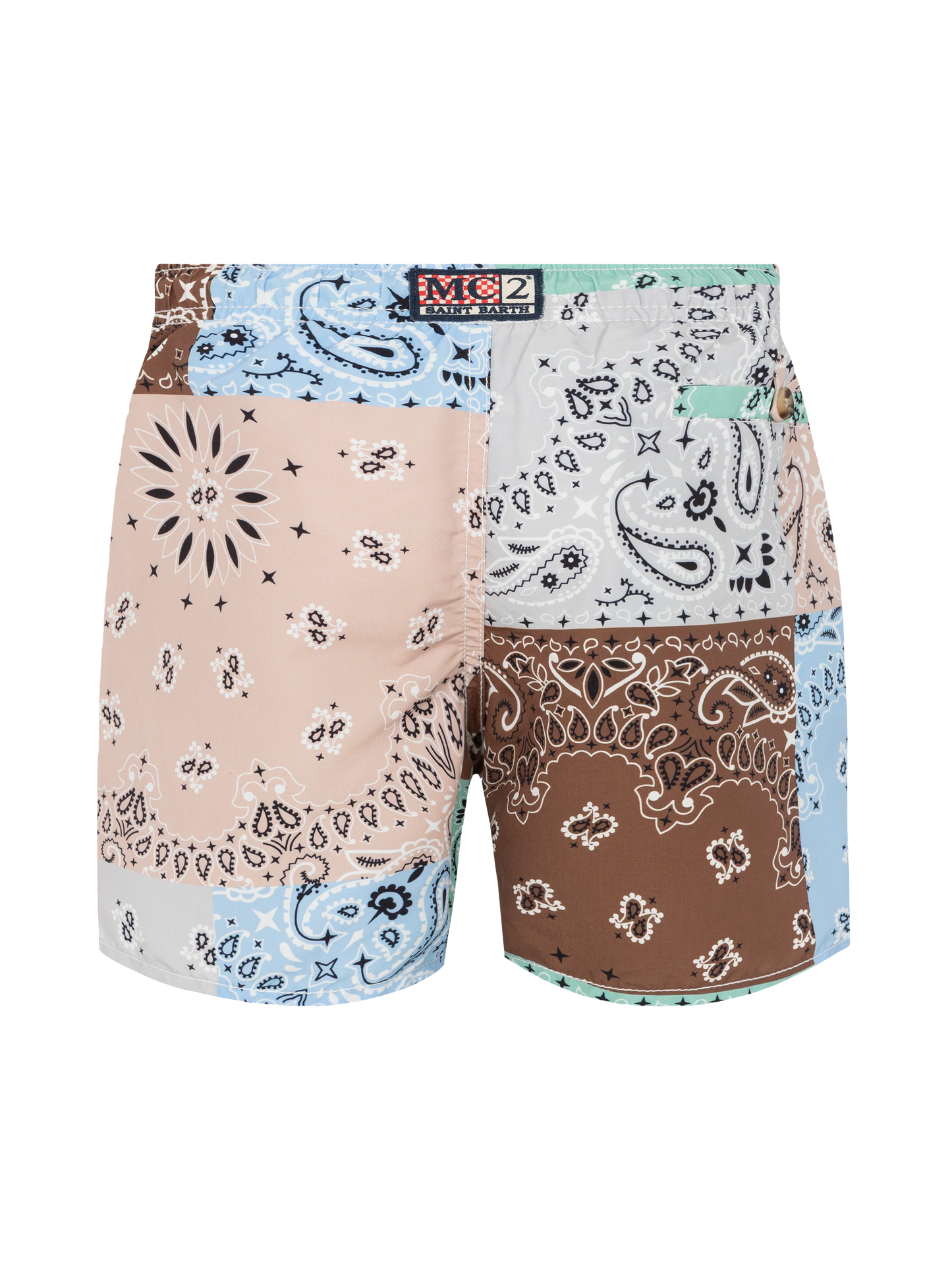 Mid-length swim-shorts Caprese Jr with bandanna patch print