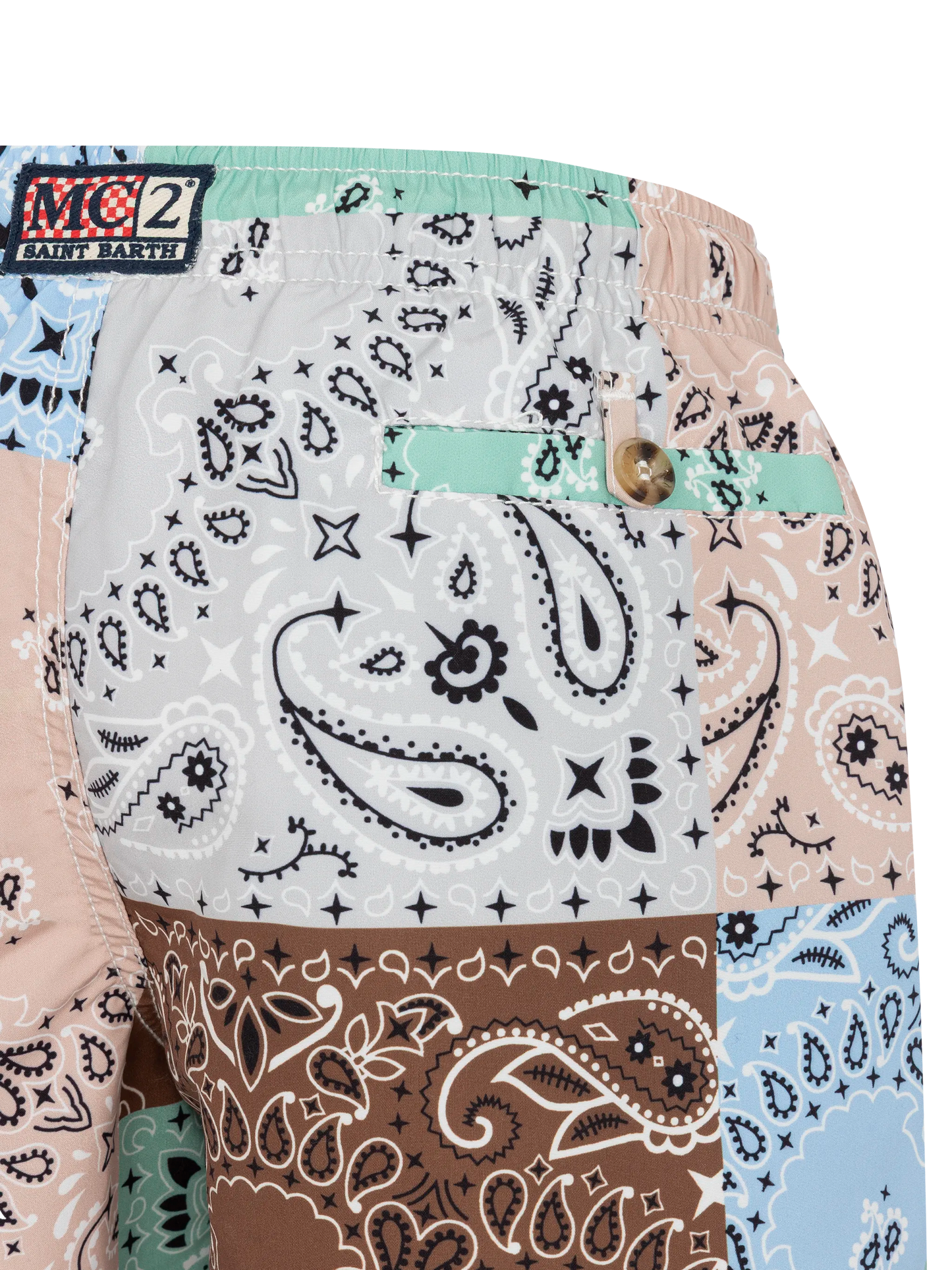 Mid-length swim-shorts Caprese Jr with bandanna patch print