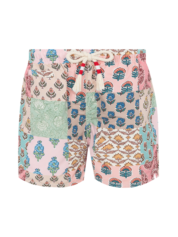 Mid-length swim-shorts Caprese Jr with flower patch print - MC2 Saint Barth