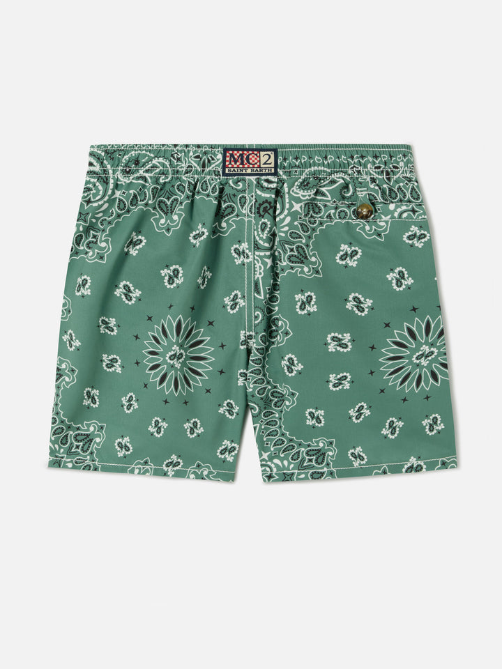 Caprese Jr swim shorts with military green bandana print