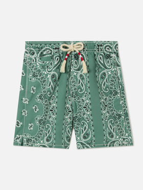 Costume Caprese Jr con stampa bandana verde militare