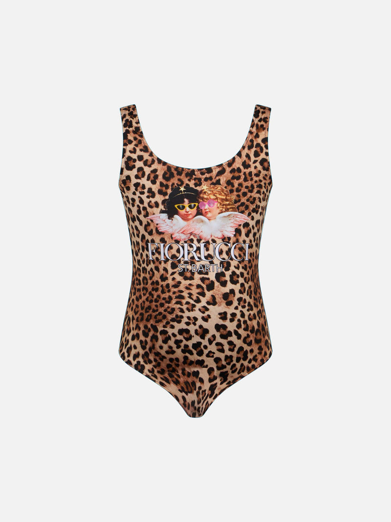 Girl one piece swimsuit with Fiorucci print | FIORUCCI SPECIAL EDITION