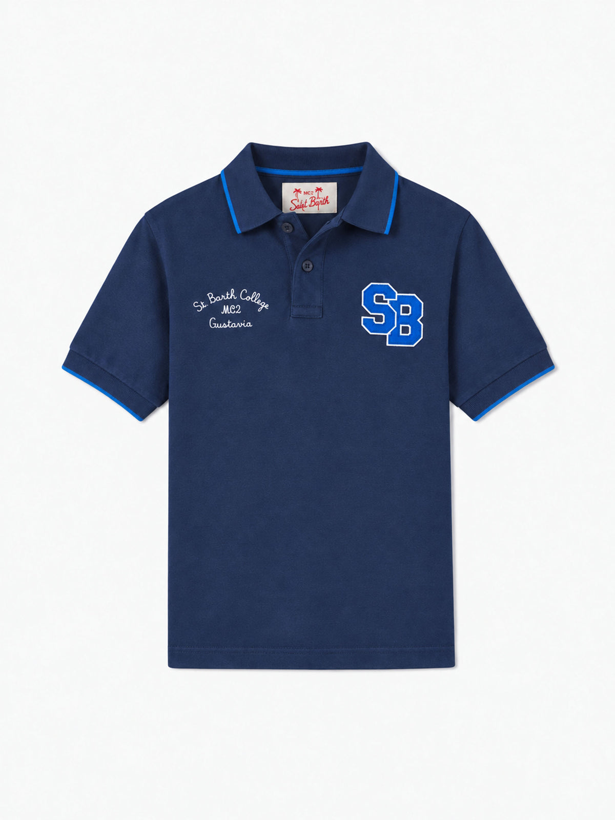 Polohemd aus blauem Baumwoll-Piqué für Jungen 