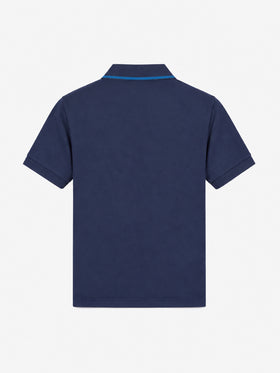 Polohemd aus blauem Baumwoll-Piqué für Jungen 