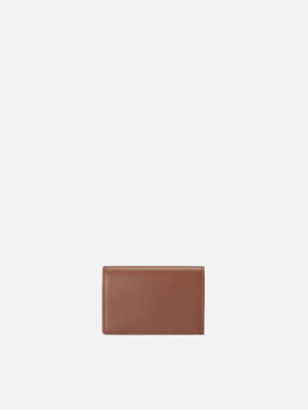 Brown leather card holder with logo print