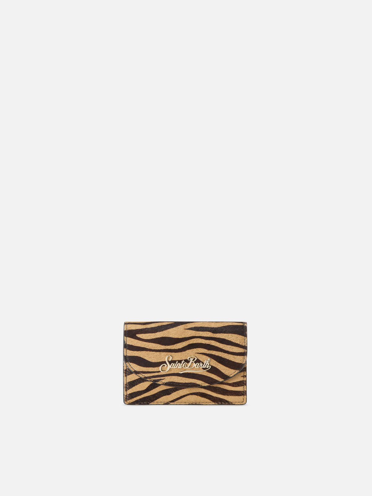 Porte-cartes en cuir à imprimé zèbre 