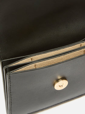 Porte-cartes en cuir noir avec logo imprimé 