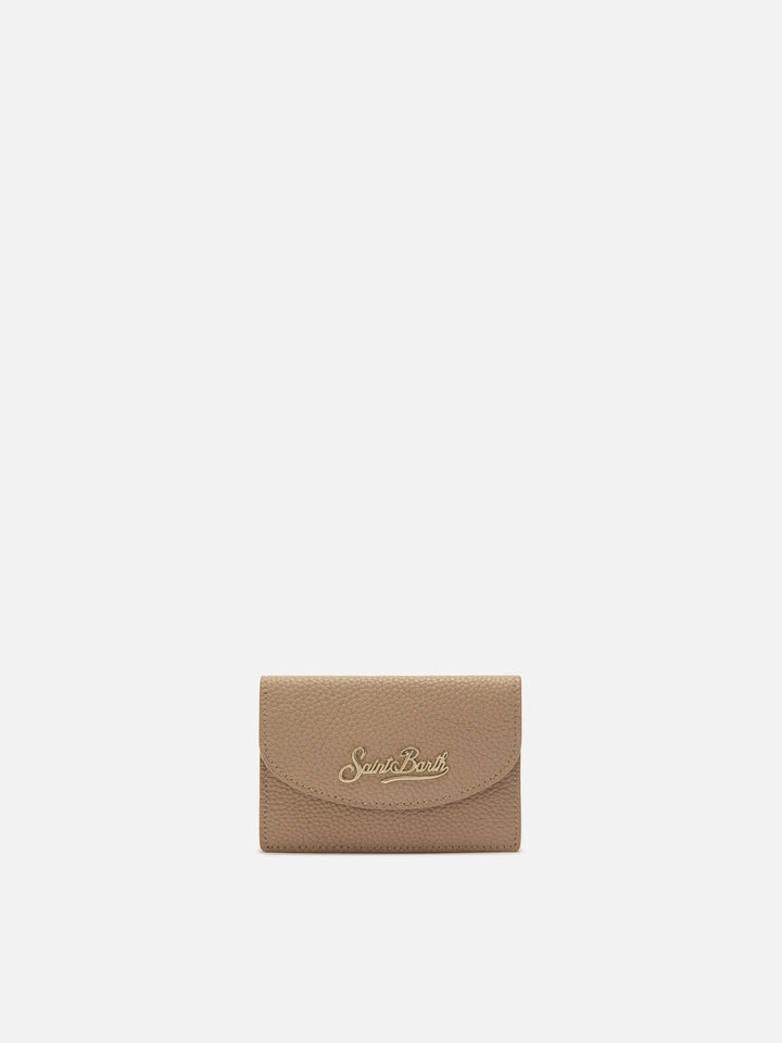 Portacarte Card Holder in pelle martellata nocciola