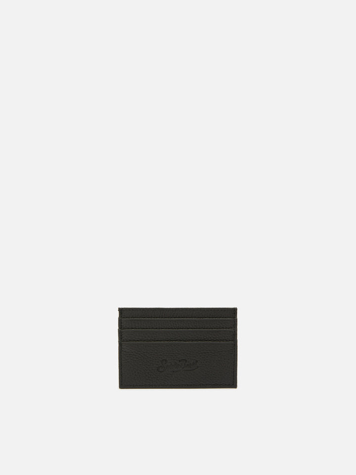 Portacarte Card Holder in pelle martellata nera