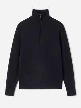 Black Capucine wool half-zip knit