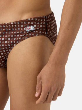Slip mare Cayo marrone con stampa geometrica