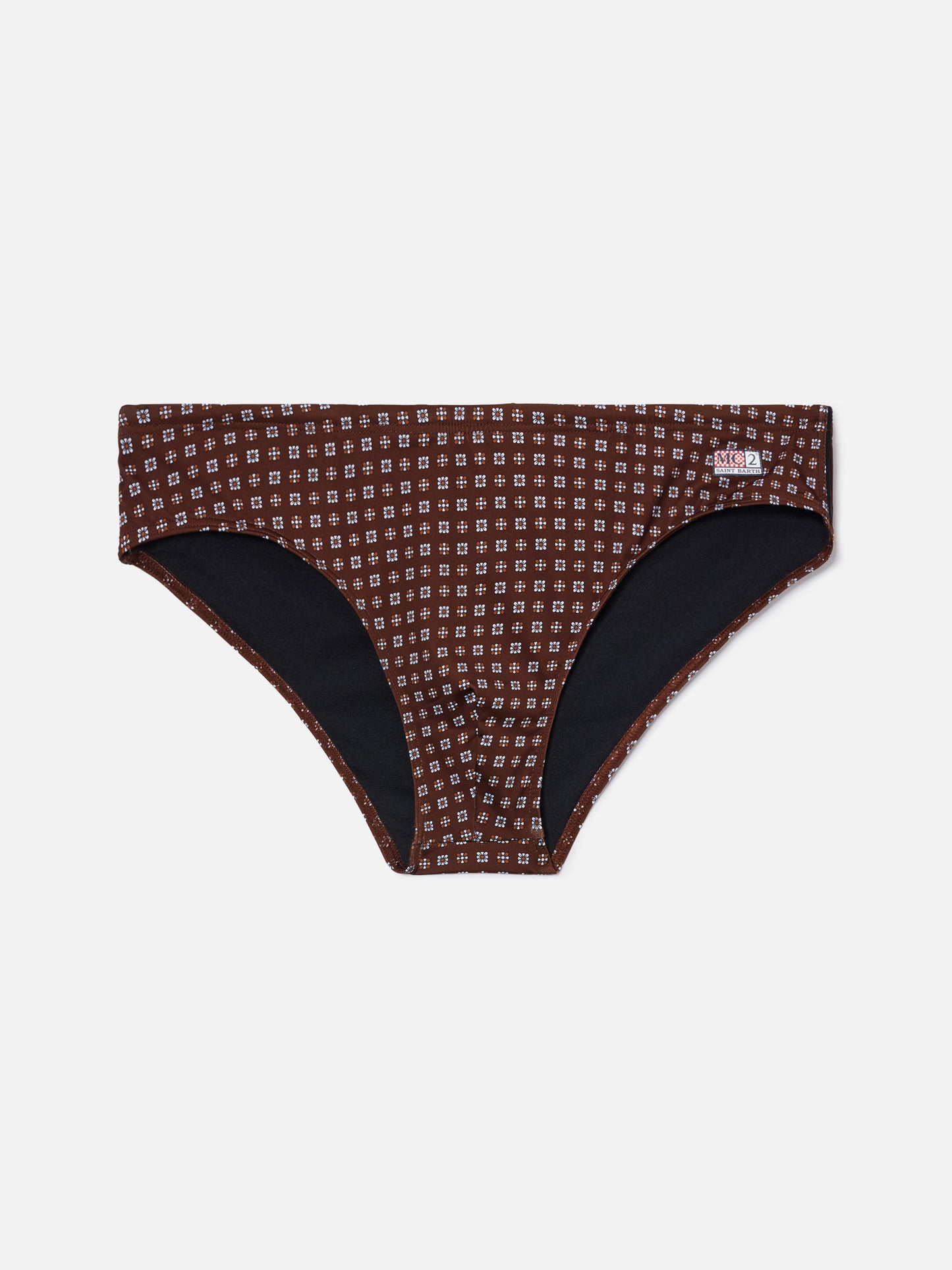 Slip mare Cayo marrone con stampa geometrica